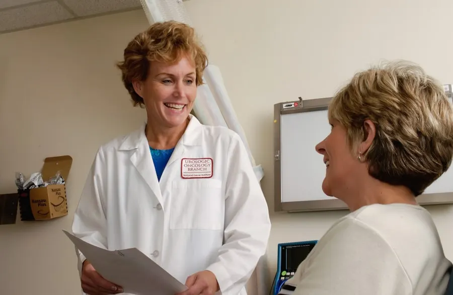 Healthcare practitioner with patient